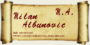 Milan Albunović vizit kartica